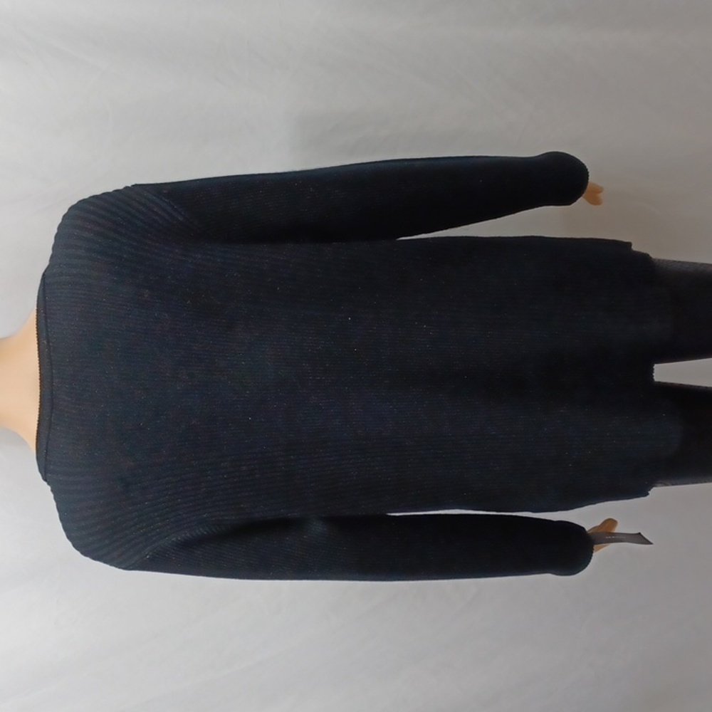 Alfani Women's Metallic Ribbed Sweater, Deep Black - Picture 7 of 10